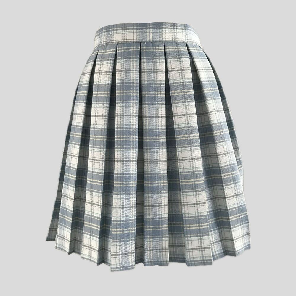 Cali 1850 Blue Plaid Pleated Preppy Schoolgirl Mini Skirt Womens Size M